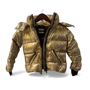 SAM Freestyle Goose Down Puffer Jacket Girls Youth  10 Quilted Coat Gold ski